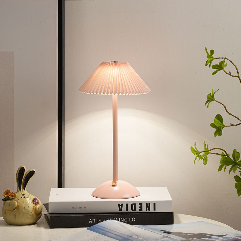 Scandinavian Brass Pleated Fabric Cone Table Light | 1-Light Lasson Living