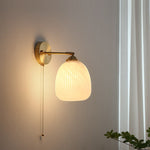 Nordic Brass Ribbed Glass 1-Light Wall Sconce Lasson Living