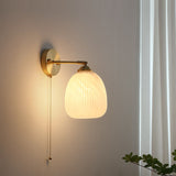 Nordic Brass Ribbed Glass 1-Light Wall Sconce Lasson Living