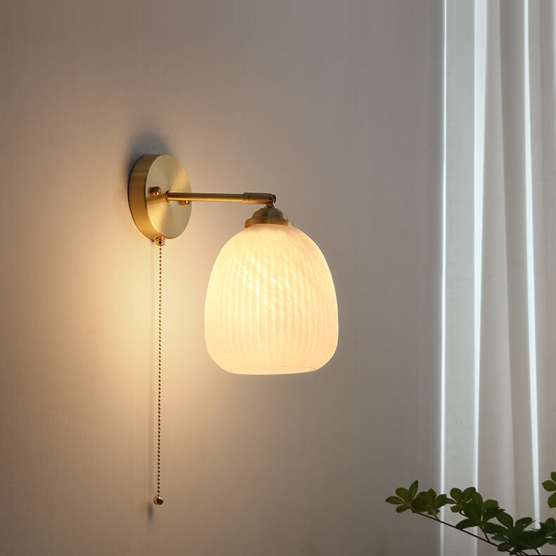 Nordic Brass Ribbed Glass 1-Light Wall Sconce Lasson Living