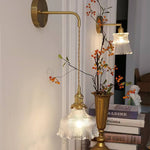 Nordic Brass & Green Glass Flower Wall Light | 1-Light Lasson Living