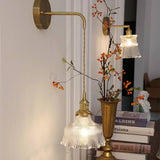 Nordic Brass & Green Glass Flower Wall Light | 1-Light Lasson Living
