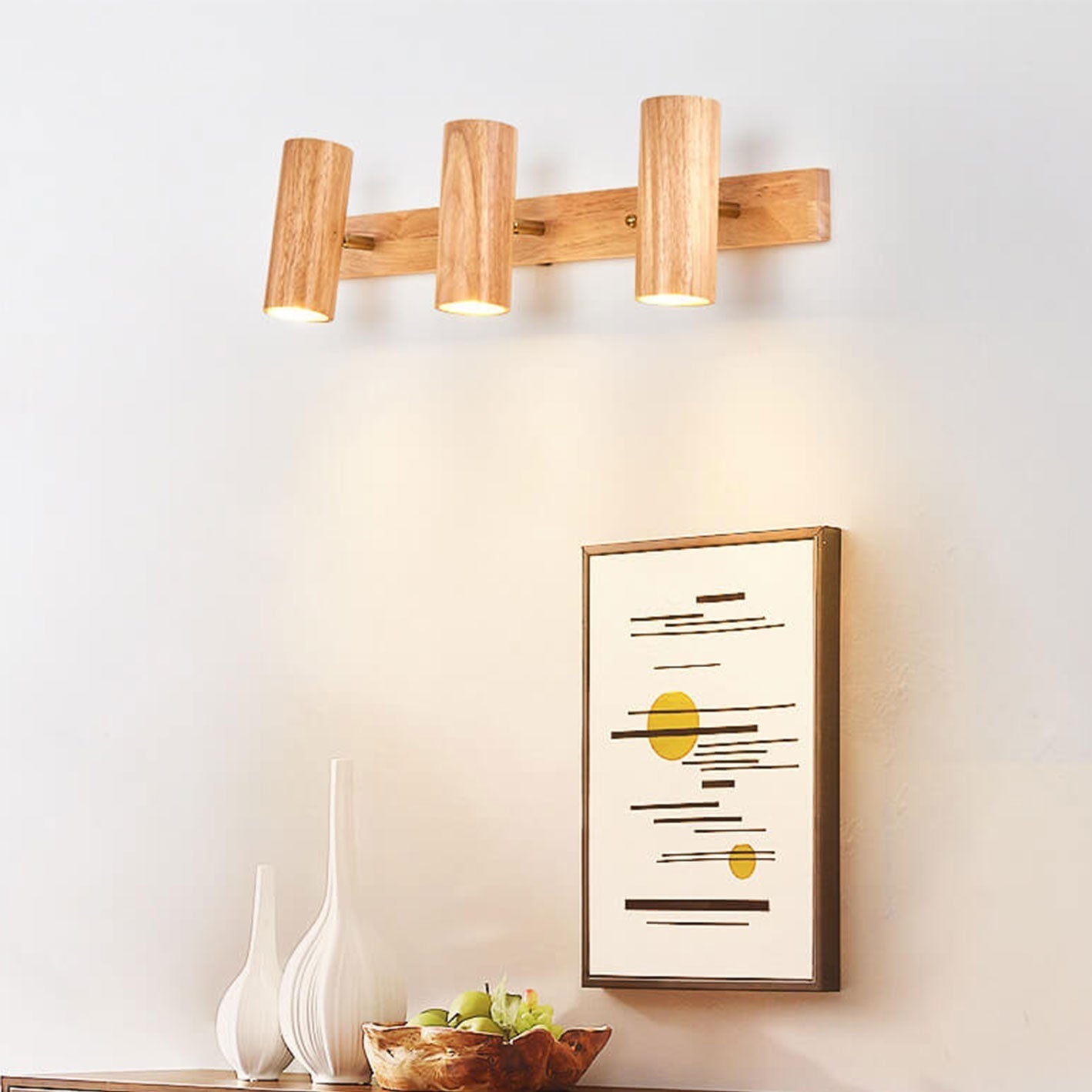 Modern Wooden Cylinder LED Wall Light | 1-Light Lasson Living