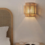 Japanese Rattan Curved Rope Wall Sconce 1-Light Lasson Living