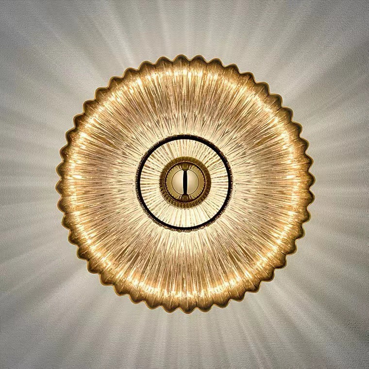 Nordic Vintage Ribbed Glass Round LED Wall Sconce | 1-Light Lasson Living