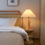Japanese Minimalist Wooden Pleated Fabric LED Table Lamp 1-Light Lasson Living