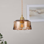Vintage Amber Round Glass Brass Pendant Light 1-Light Lasson Living