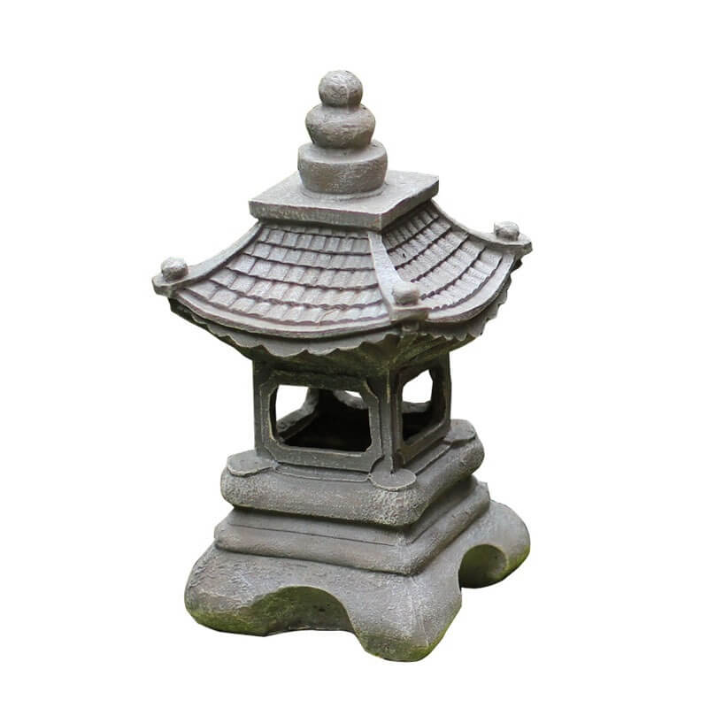 Japanese Zen Solar Pagoda Stone LED Outdoor Garden 1-Light Lasson Living