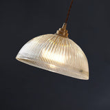 Modern Ribbed Clear Glass Dome Pendant Light | 1-Light Lasson Living