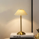 Scandinavian Brass Pleated Fabric Cone Table Light | 1-Light Lasson Living