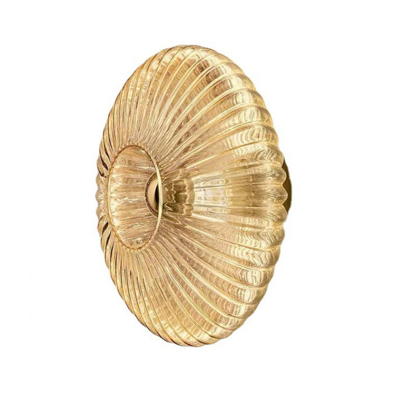 Nordic Vintage Ribbed Glass Round LED Wall Sconce | 1-Light Lasson Living