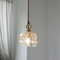 Vintage Copper Crystal Floral Pendant Light | 1-Light Lasson Living