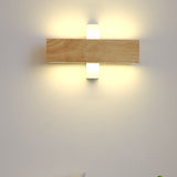 Japanese Wood Rectangular LED Wall Sconce Lasson Living