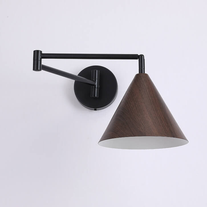 Nordic Wood Cone 1-Light Swing Arm Wall Sconce Lasson Living