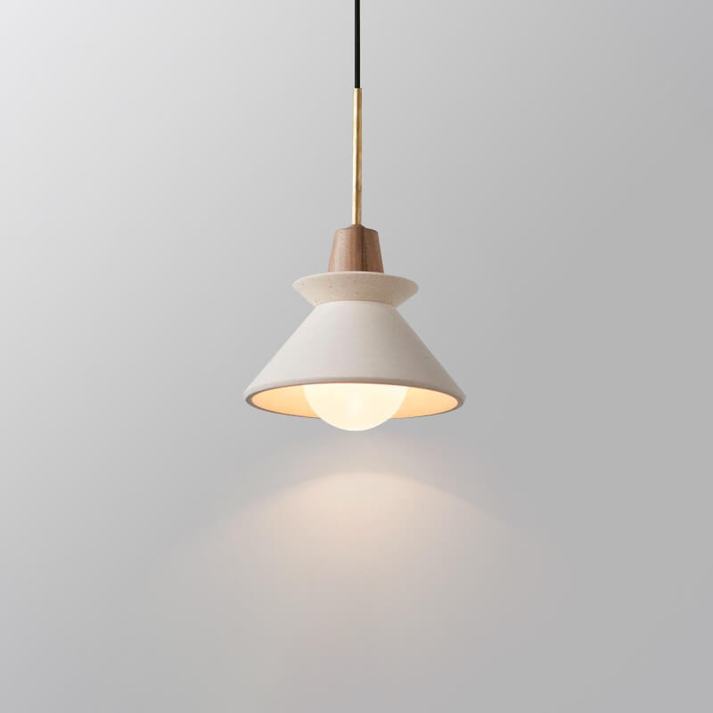 Nordic Cement and Wood Tapered Pendant Light | 1-Light Lasson Living