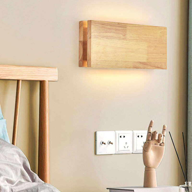 Japanese Wooden Square LED Wall Light | 1-Light Lasson Living