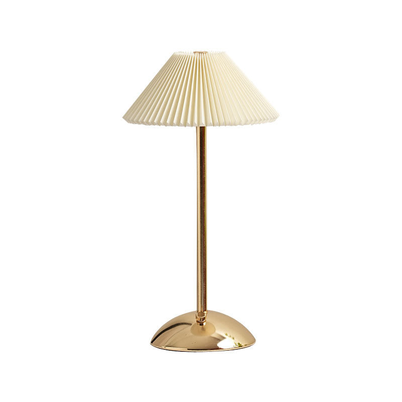 Scandinavian Brass Pleated Fabric Cone Table Light | 1-Light Lasson Living