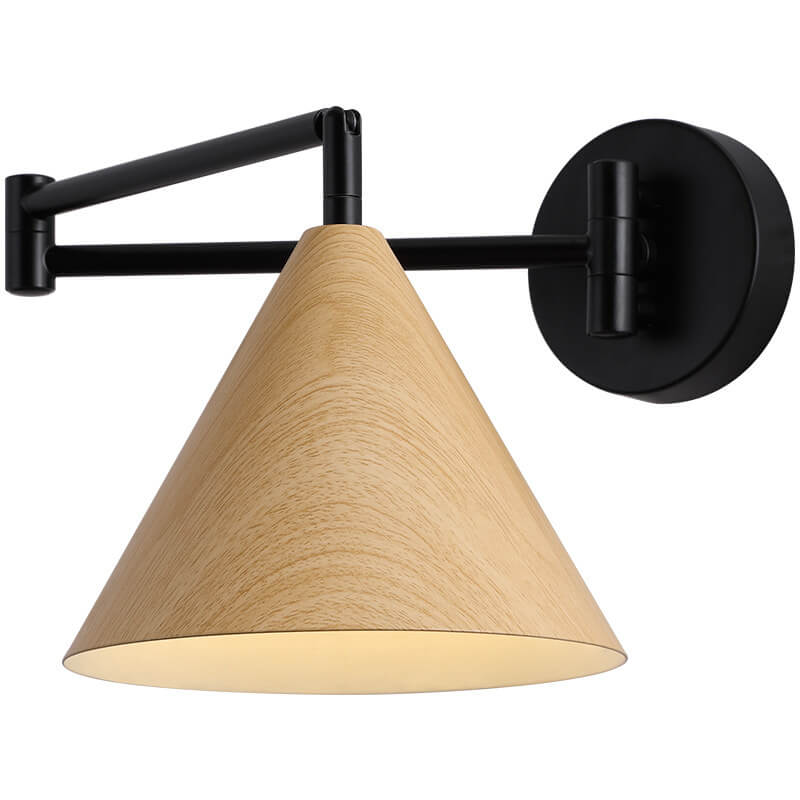 Nordic Wood Cone 1-Light Swing Arm Wall Sconce Lasson Living