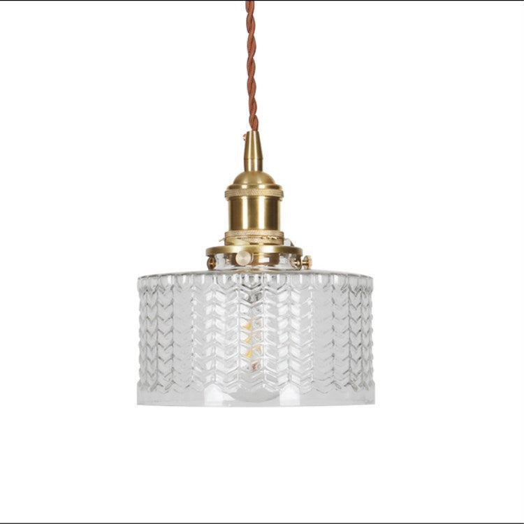 Japanese Brass Glass 1-Light Round Pendant Light Lasson Living
