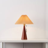 Japanese Minimalist Wooden Pleated Fabric LED Table Lamp 1-Light Lasson Living