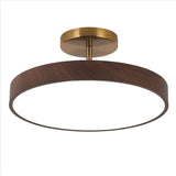 Japanese Wood Round LED Semi-Flush Mount Ceiling Light Lasson Living