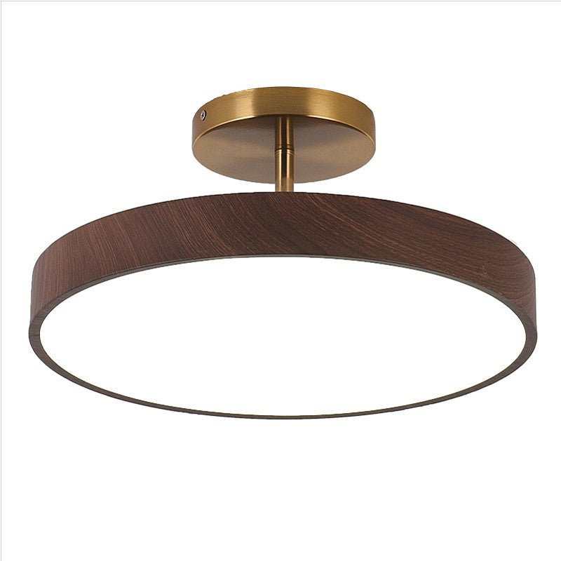 Japanese Wood Round LED Semi-Flush Mount Ceiling Light Lasson Living