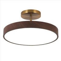 Japanese Wood Round LED Semi-Flush Mount Ceiling Light Lasson Living