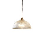 Modern Ribbed Clear Glass Dome Pendant Light | 1-Light Lasson Living