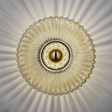 Nordic Vintage Ribbed Glass Round LED Wall Sconce | 1-Light Lasson Living
