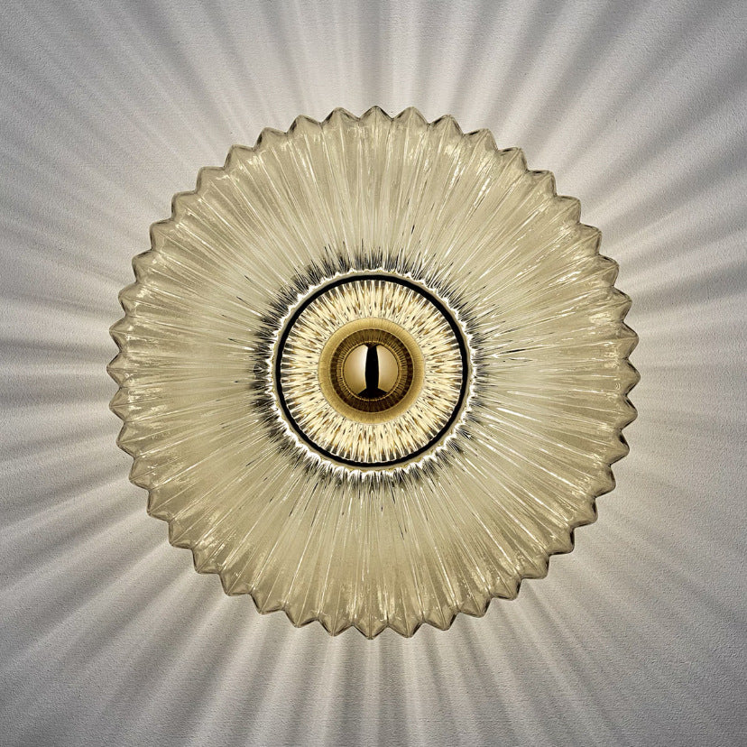 Nordic Vintage Ribbed Glass Round LED Wall Sconce | 1-Light Lasson Living