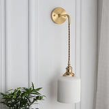 Japanese Brass Pleated Glass Wall Light | 1-Light Lasson Living