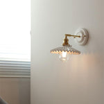 Vintage Japanese Ceramic Brass 1-Light Wall Light Lasson Living