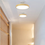 Japanese Wood Round LED Semi-Flush Mount Ceiling Light Lasson Living