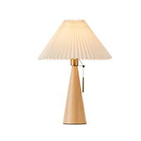 Japanese Minimalist Wooden Pleated Fabric LED Table Lamp 1-Light Lasson Living