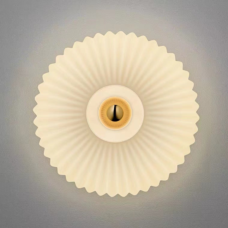 Nordic Vintage Ribbed Glass Round LED Wall Sconce | 1-Light Lasson Living