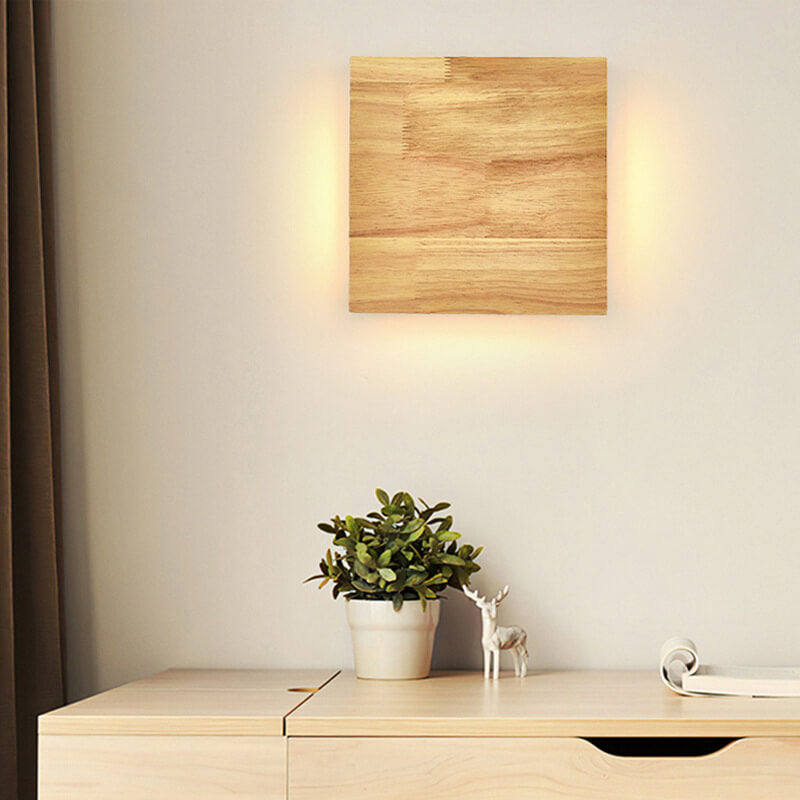 Japanese Wooden Square LED Wall Light | 1-Light Lasson Living