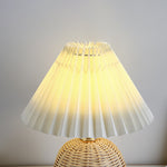 Nordic Rattan Pleated Fabric Conic LED Table Lamp 1-Light Lasson Living