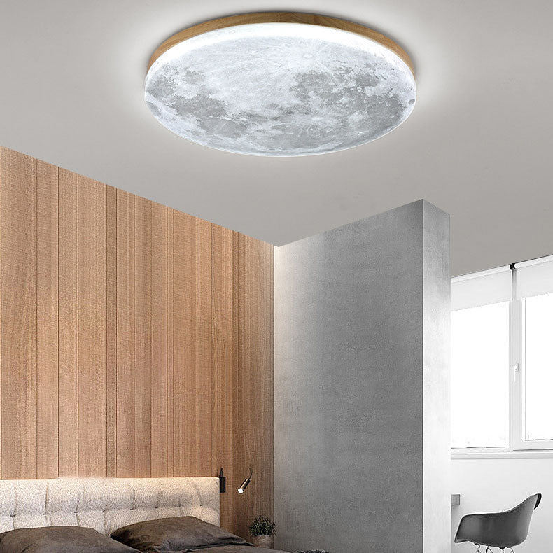 Nordic Wood & Pvc Round LED Flush Mount Ceiling Light 1-light Lasson Living