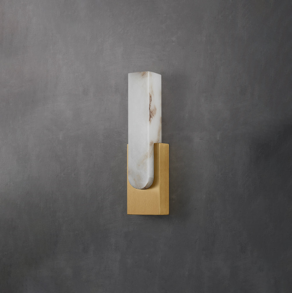 Modern Alabaster-Effect Brass Wall Sconce LED 1-Light Lasson Living