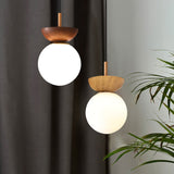 Nordic Wood Glass Globe 1-Light Ceiling Light Lasson Living