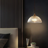 Modern Ribbed Clear Glass Dome Pendant Light | 1-Light Lasson Living