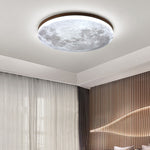 Nordic Wood & Pvc Round LED Flush Mount Ceiling Light 1-light Lasson Living