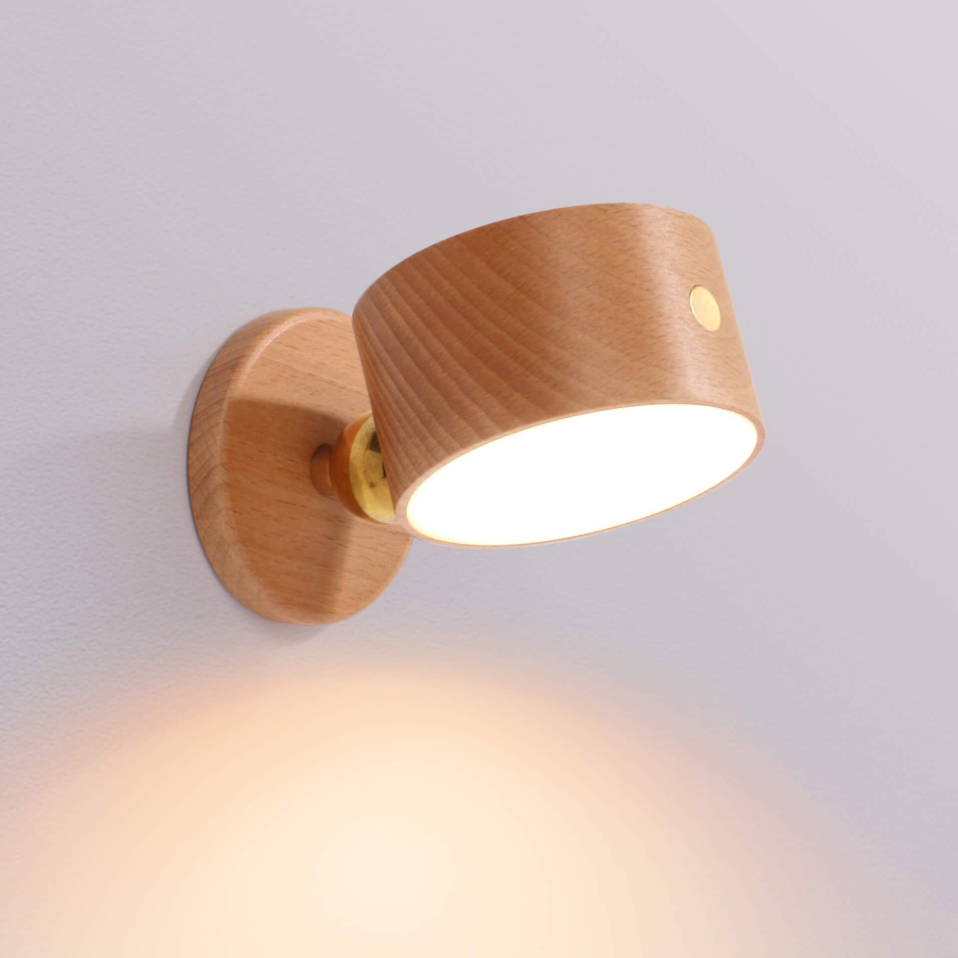 Minimalist Wooden Round LED Wall Sconce 1-Light Lasson Living