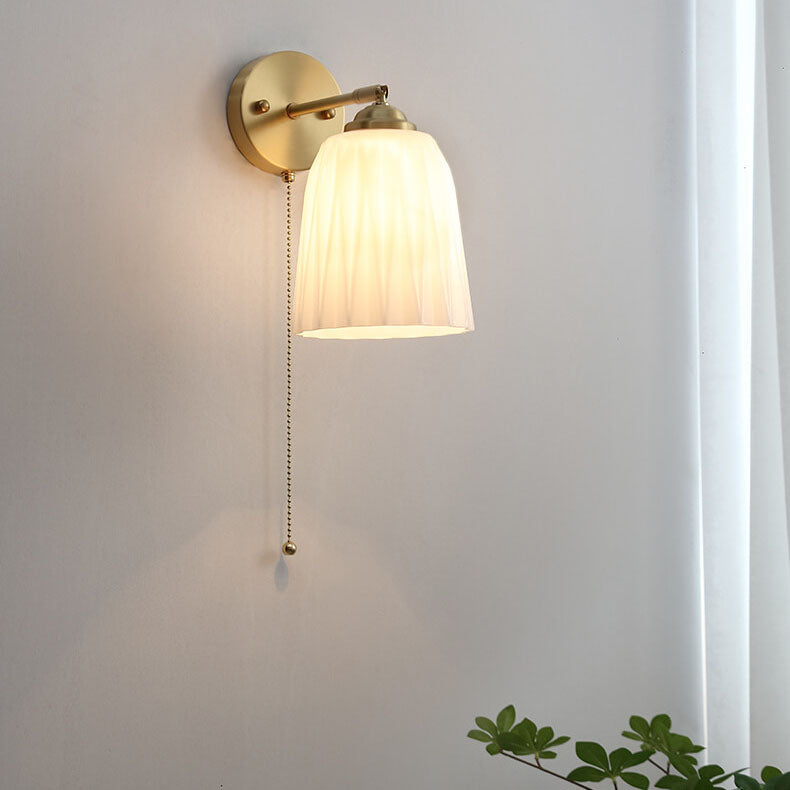 Nordic Brass Ribbed Glass 1-Light Wall Sconce Lasson Living