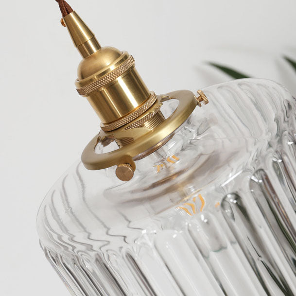 Japanese Brass Glass 1-Light Round Pendant Light Lasson Living