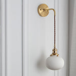Japanese Brass Pleated Glass Wall Light | 1-Light Lasson Living