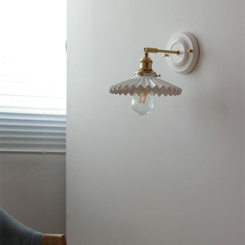 Vintage Japanese Ceramic Brass 1-Light Wall Light Lasson Living