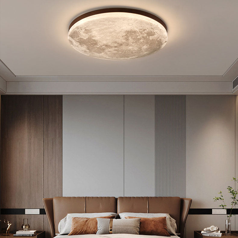 Nordic Wood & Pvc Round LED Flush Mount Ceiling Light 1-light Lasson Living