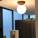 Nordic Wood Glass Globe 1-Light Ceiling Light Lasson Living