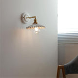 Vintage Japanese Ceramic Brass 1-Light Wall Light Lasson Living